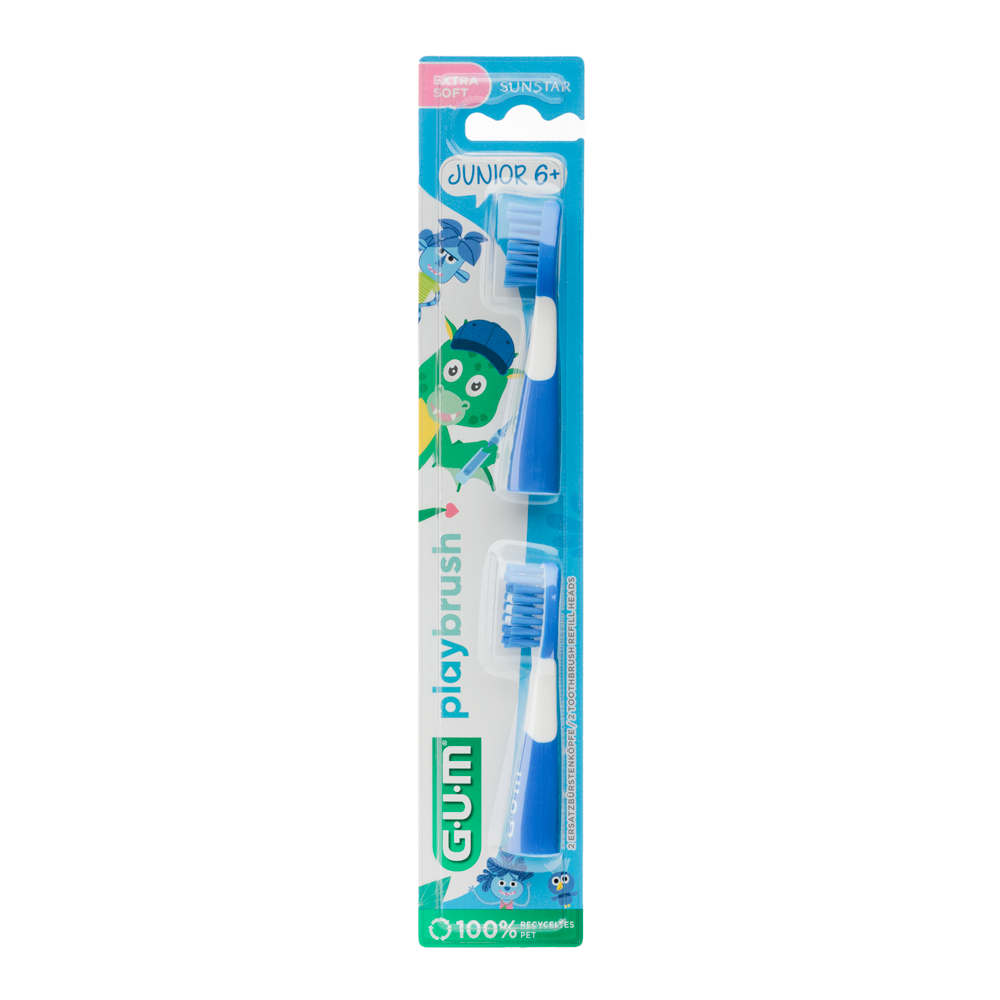 GUM® Playbrush KIDS 6+ Ersatzbürstenköpfe blau, 2 Stück/Packung