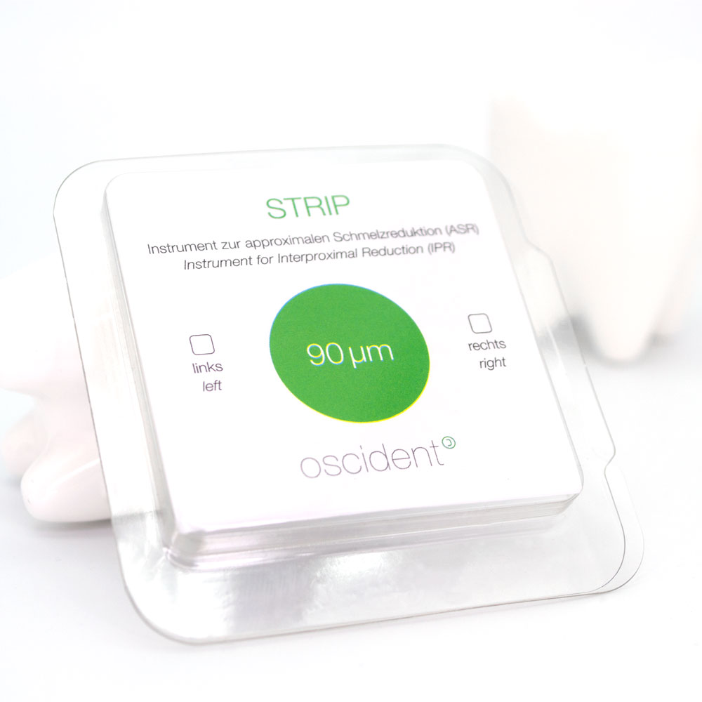 Strip 90 µm aus medizinischem Stahl, einseitig diamantiert  rechts von oscident